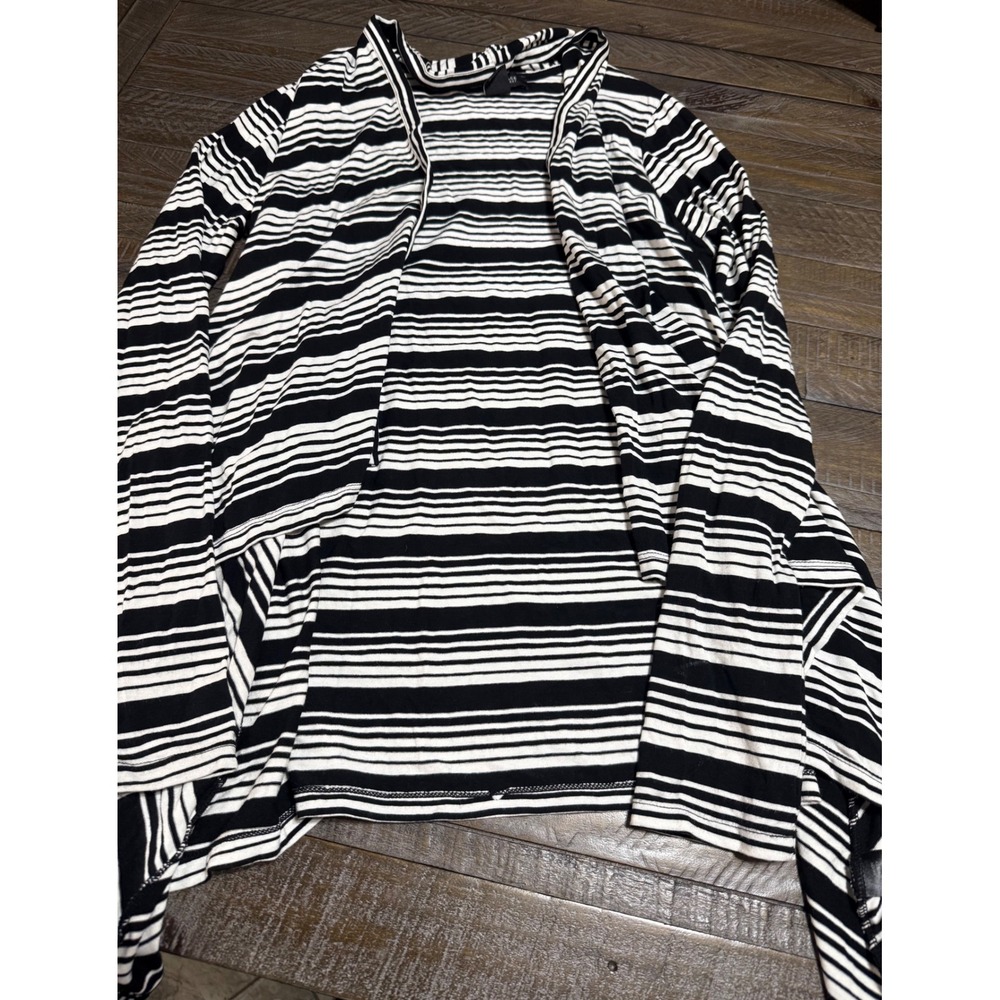 White House Black Cardigan XS Black White Striped Open Front Preloved - Picture 9 of 9